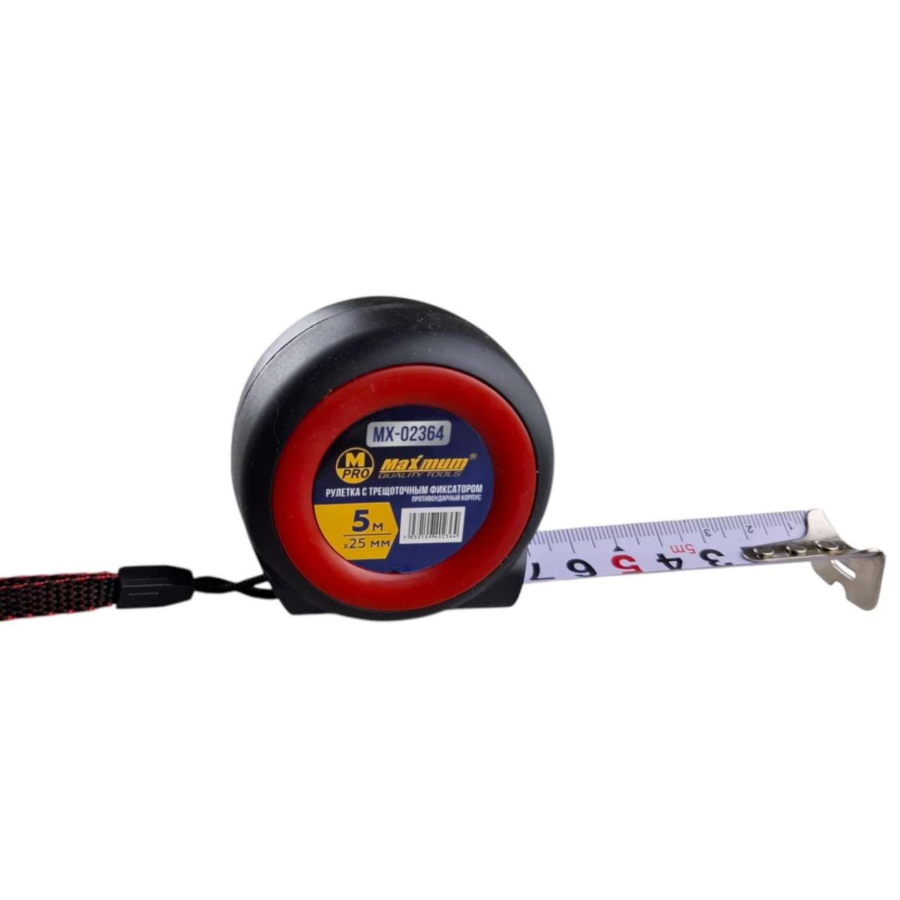 Рулетка с трещоточным фиксатором 5 м× 25 мм, "MAXIMUM" MX 02364