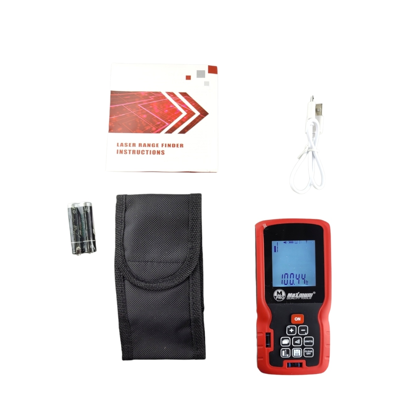 рулетка лазерная (дальномер) 60 м, на батарейках, красный луч, «maximum» mx 12875 оптом