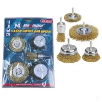 Набор щеток для дрели, 5 предметов, латунированная, волнистая проволока, «Maximum» MX 03163 (2734)